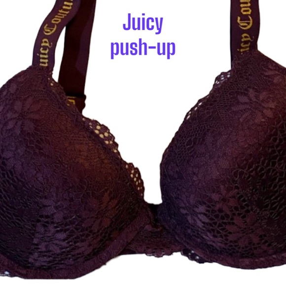 2/$40 34B PUSH UP Purple Lace JUICY COUTURE Bra convertible X crossed straps pad - Picture 4 of 10